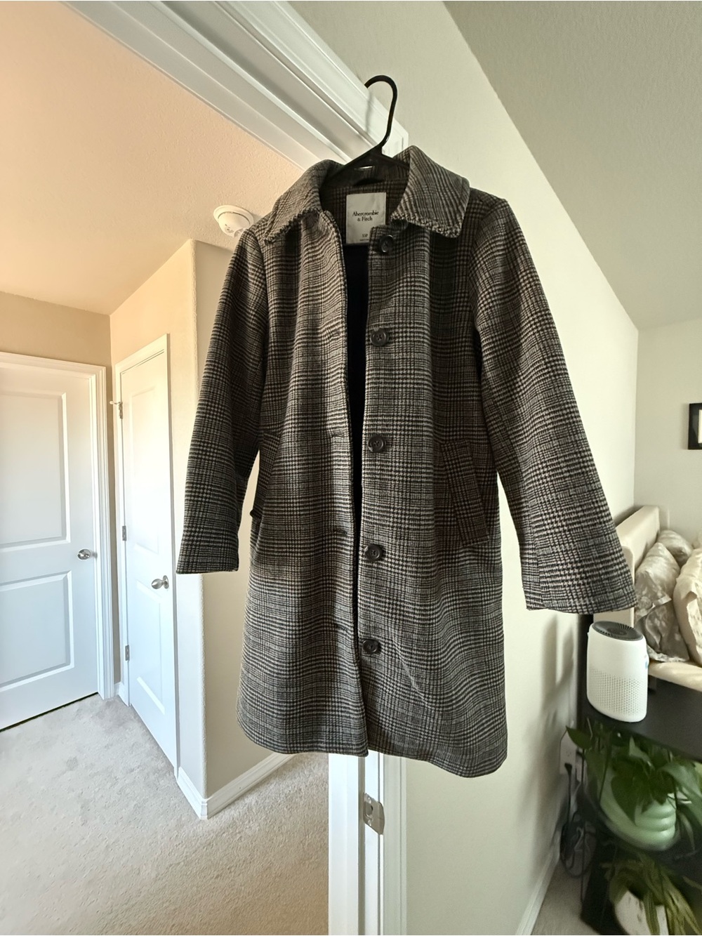 XSP Abercrombie & Fitch Women's Plaid Trench Coat - Gray, Black